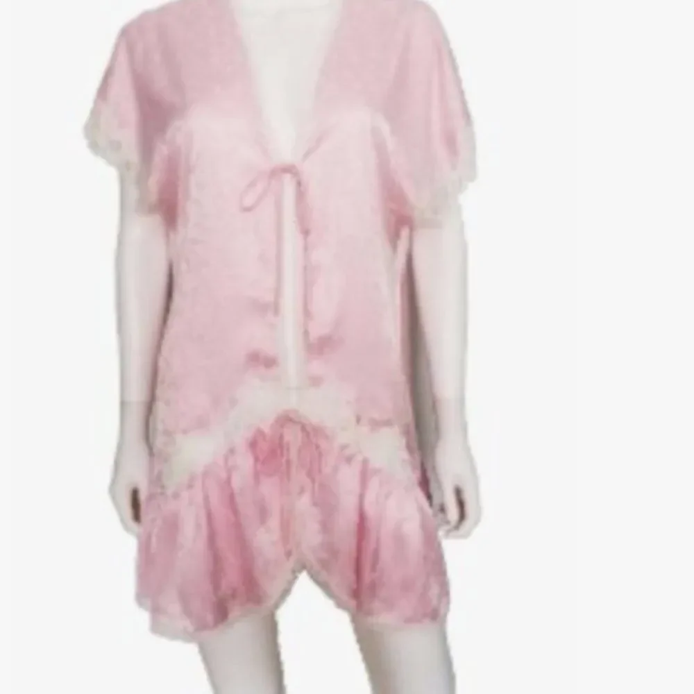 VTG Sz L DIOR *Paris Pink* Tie-Front Kimono Robe - Picture 2 of 11